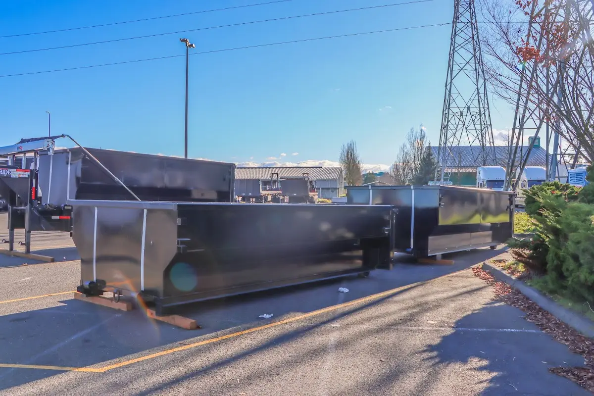 Roll-off dumpster ready for waste disposal at job site for 4 Yard Dumpster Rental in Edgewood